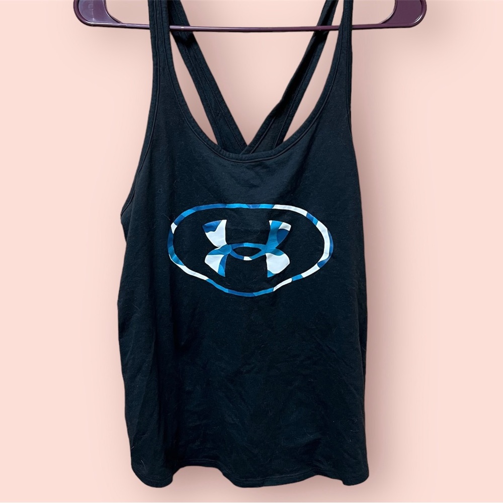 Under Armour Cross Back Tank, Gray, L, Women’s